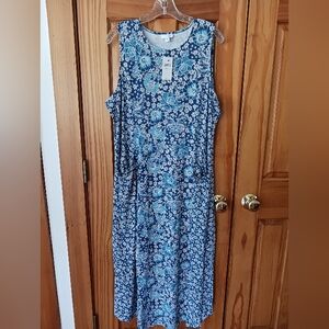 J. Jill Sleeveless Blue Floral Maxi Dress L NWT